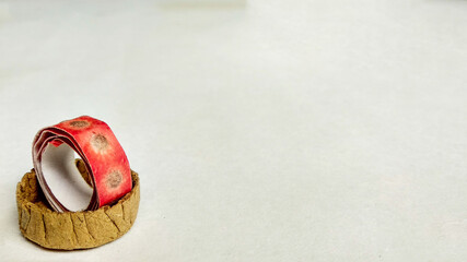 Selective focus image of Diwali festival fireworks or firecrackers on isolated background.