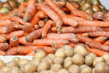 Fresh vegetables on stall at bazaar. Healthy eating