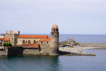 Collioure France view from  ramparts of the castle harbour port