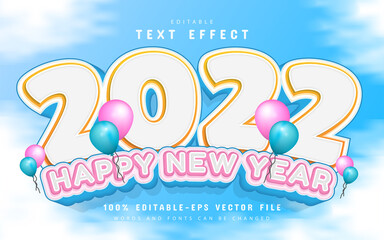 Happy new year 2022 editable text effect