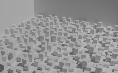 White 3d Cubes with different height chart data statistics