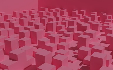 Pink 3d Cubes with different height chart data statistics