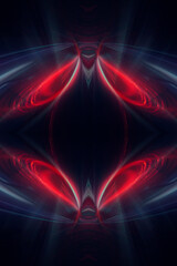 Bright abstract background, banner with abstract elements. Neon fantastic background, space background. Futuristic neon banner, bright multicolored lines, rays. 3D illustration.