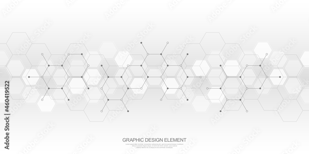 Poster Abstract background and design element with hexagons pattern and geometric shapes for your drafting