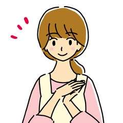 いいことを思いついた若い主婦の女性のイラスト