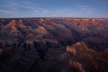 Fototapeta na wymiar Last sunlight above Grand Canyon