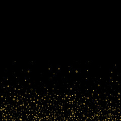 Falling Snow flakes golden pattern Holiday Vector