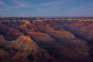 Fototapeta na wymiar Sunset light and hills in the Grand Canyon