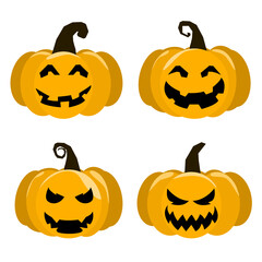 Set pumpkin with smile for your design for the holiday Halloween on white background. Vector illustration.