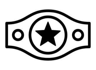 Boxing or wrestling championship belt with star line art vector icon for sports apps and websites