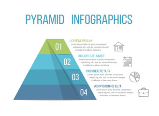 Pyramid with four segments, infographic template for web, business, reports, presentations, etc