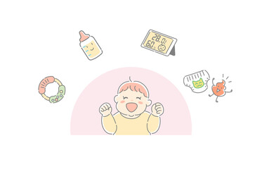笑顔の赤ちゃんとアイテム　上半身