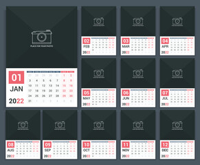 2022 Calendar template, week starts on Monday, a3 size, place for your photo