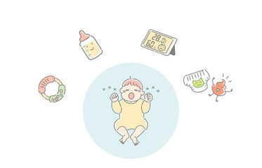 泣いている赤ちゃん　全身