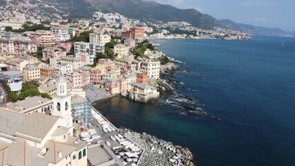 Naklejka premium fotografia aerea del borgo di boccadasse a genova