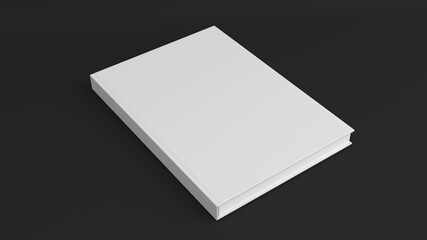 Blank cover book isolated on black background.book cover template,mock up,3d rendering