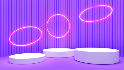 White mockup stand on vertical purple corrugated background.3d rendering