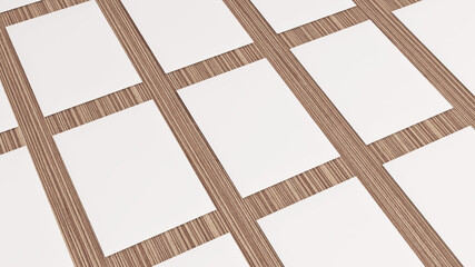 Blank paper on wood background,Blank portrait A4,Mock-Up On Isolated wood Background,3d rendering