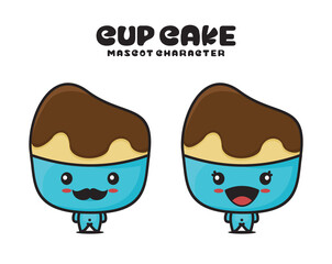 cute cup cake mascot, food cartoon illustration