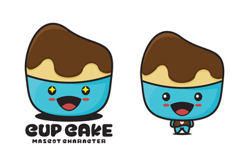 cute cup cake mascot, food cartoon illustration