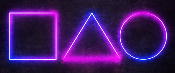 neon shapes circle triangle square