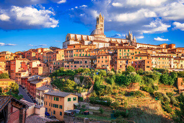 Naklejka na ściany i meble Siena, Tuscany, Italy - Torre del Mangia and the Dome