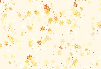 Light Orange vector background with xmas snowflakes.