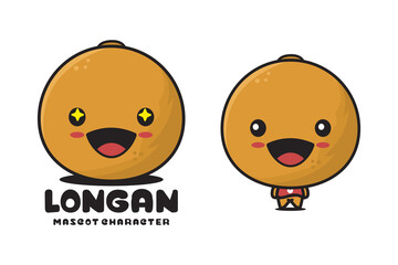 cute longan fruit mascot, food cartoon illustration