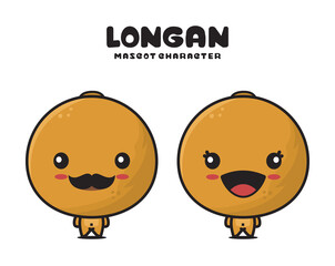 cute longan fruit mascot, food cartoon illustration