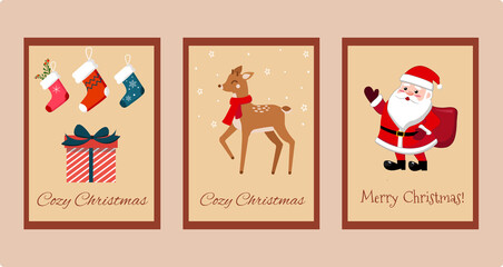 Fototapeta na wymiar Merry Christmas greeting card set
