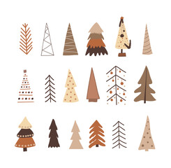 Christmas set of fir trees and pines.