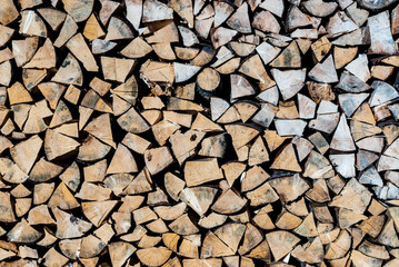 A pile of loose-stacked wood