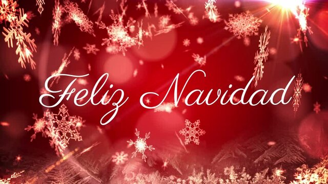 Animation of felix navidad christmas greetings over red background