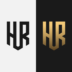 Monogram Letter Initial H R HR RH Shield Logo Design Template. Suitable for General Shop Apparel Sport Fashion Marketing Business Brand Company in Simple Style Logo Design.