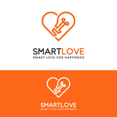 Smart Love Heart with Light Bulb Logo Design Template. Suitable for Love Romantic Dating Education Solution App Business Brand Company Logo Design.