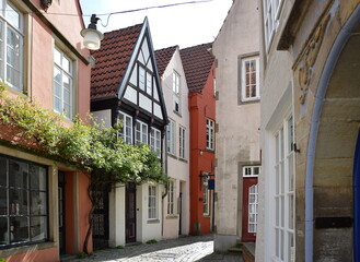 Historische Bauwerke im alten Schnoor Viertel in der Hanse Stadt Bremen