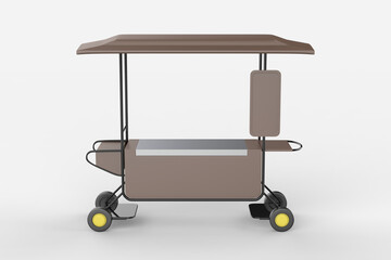 Street Food Bike. food Trolley Cart on a white background. 3d illustration