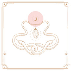 Vector illustration set of moon phases. Different stages of moonlight activity in vintage engraving style. branches of plants and flowers. sacred isoteric geometry