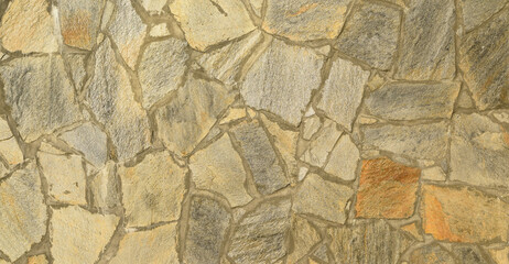 Surface texture of light beige with brown concrete stone wall, cement pattern with cracks background with space to copy