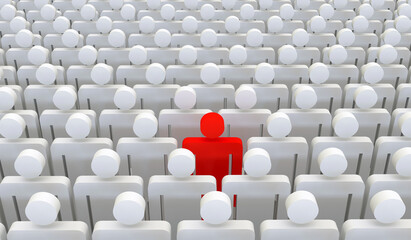 Obraz premium Stand out from the crowd and different creative idea concepts, man standing out of crowd - 3d rendering