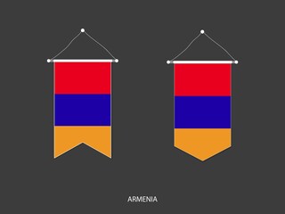 2 style of Armenia flag. Ribbon versions and Arrow versions. Both isolated on a black background.