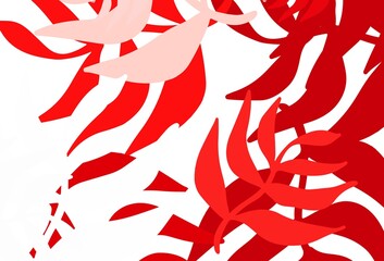 Obraz premium Light Green, Red vector doodle pattern with leaves.
