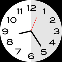 25 minutes past 8 o'clock analog clock icon