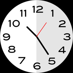 25 minutes past 10 o'clock analog clock icon