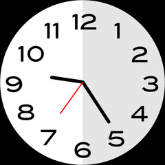 25 minutes past 9 o'clock analog clock icon