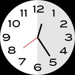 25 minutes past 12 o'clock analog clock icon