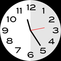 25 minutes past 11 o'clock analog clock icon