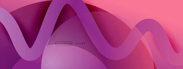 Abstract gradient background with wave line with shadow effect. Geometric composition. 3D shadow effects and fluid gradients