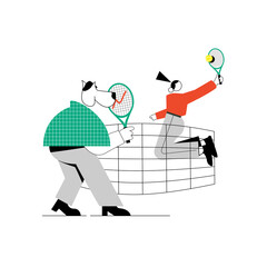 Business people team. vector illustration banner. planning project marketing strategy concept. sharing ideas, preparing presentations, coaching women and men. flat cartoon design