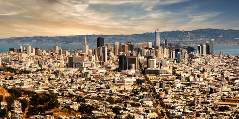 Panorama downtown San Francisco Kalifornien USA Blick von den twin peaks